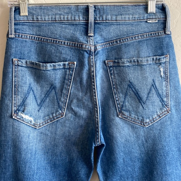 MOTHER Denim The Pixie Tomcat Crop Jeans in Not Cut & Pasted Blue 27 - Picture 9 of 14